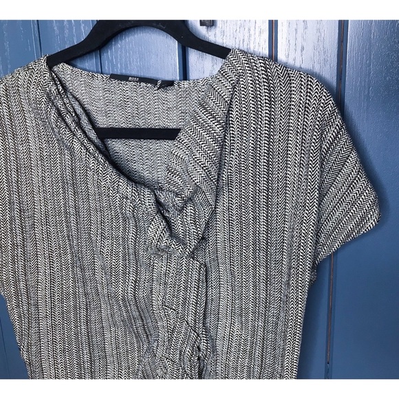 Hugo Boss Herringbone Cowl Neck Gathered Shirt Medium Large Classic Career - Picture 2 of 5